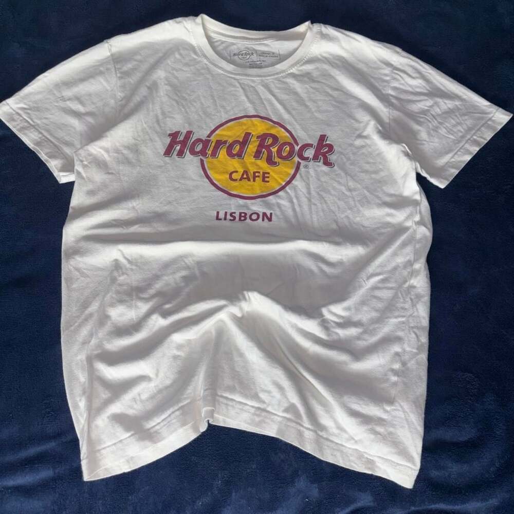 Hard Rock Cafe Lisbon T-Shirt Medium White Cotton